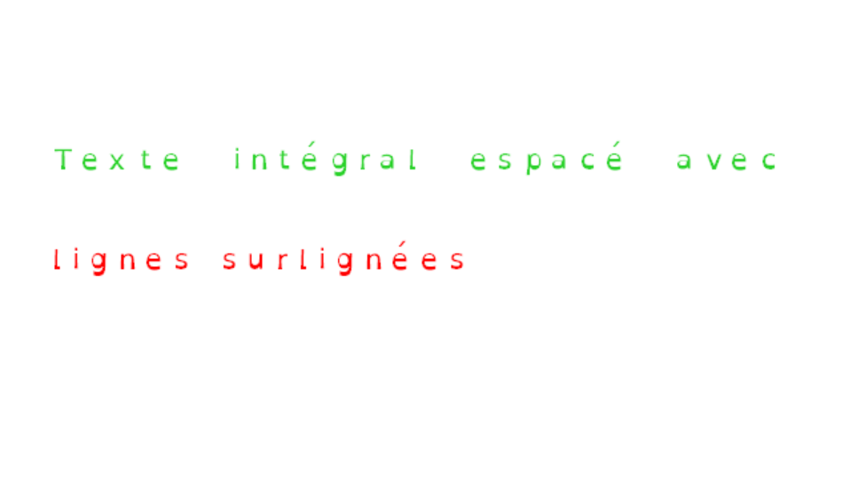 texte espacé avec lignes surlignées