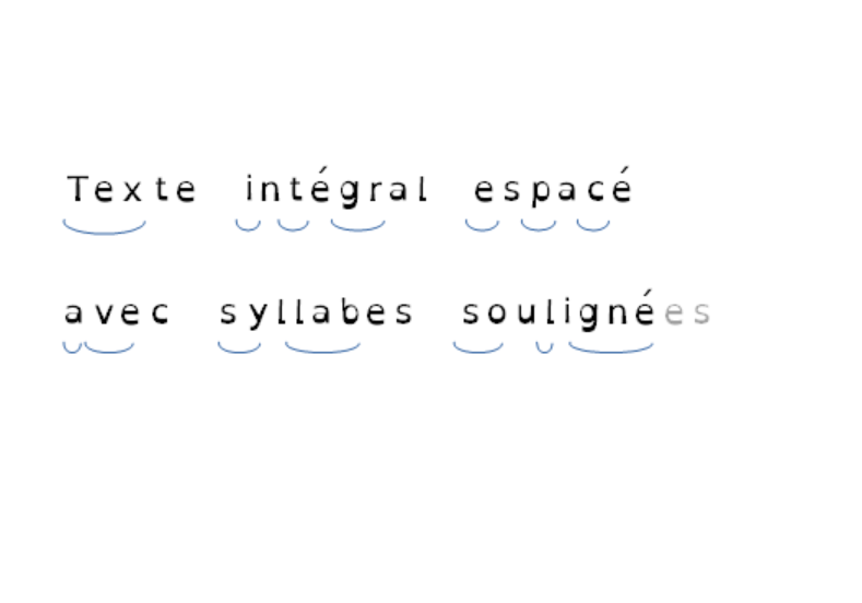 texte espacé syllabes soulignées